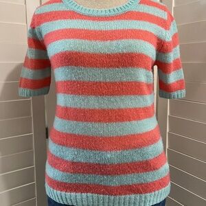 XXI turquoise and coral stripe sweater